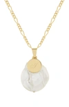 BROOK & YORK OLIVE MOTHER OF PEARL INITIAL PENDANT NECKLACE,BYN1265G