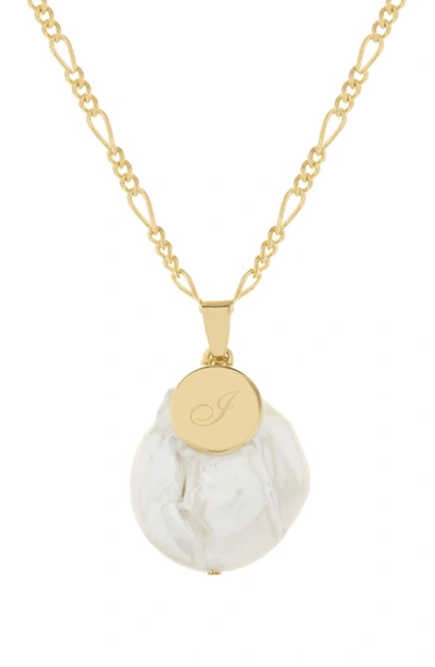 Brook & York Olive Mother Of Pearl Initial Pendant Necklace In Gold