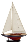 WILLOW ROW DARK BROWN WOOD SAILBOAT SCULPTURE WITH LIFELIKE RIGGING,758647715954