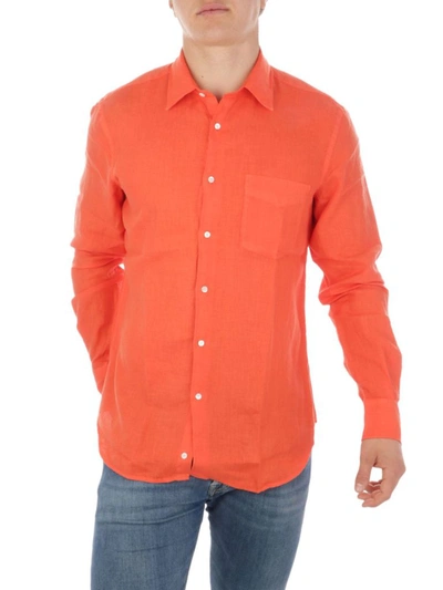 Aspesi Long-sleeved Linen Shirt In Orange