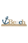 WILLOW ROW BROWN WOOD BEACH ANCHOR DECORATIVE SIGN WITH ROPE DETAIL,758647463046