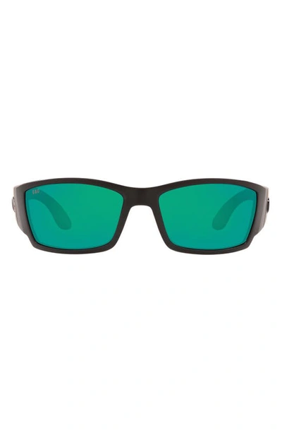 Costa Del Mar 61mm Polarized Wraparound Sunglasses In Rubber Black