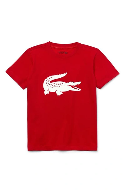 Lacoste Boys' Crocodile Logo Graphic Tee - Little Kid, Big Kid In Red/white