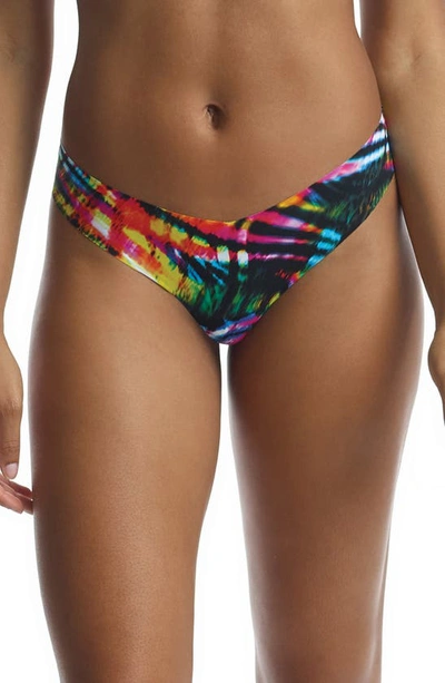 Commando Print Microfiber Thong In Tie-dye Rainbow