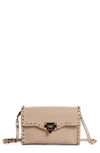 Valentino Small Rockstud Shoulder Bag In Grenade Calfskin In Poudre