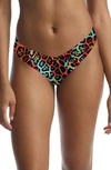 Commando Print Microfiber Thong In Rainbow Leopard