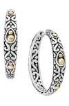 Effy Two-tone Bead & Scroll Hoop Earrings In Silver