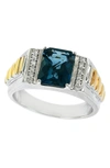 Effy Two-tone Diamond & London Blue Topaz Ring In Blue