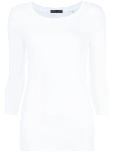 Atm Anthony Thomas Melillo Modal Rib Ballet Neck 3/4 Sleeve Tee In White