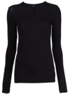 Atm Anthony Thomas Melillo Henley Long-sleeved Ribbed-jersey Top In Black