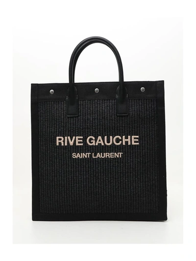 Saint Laurent Rive Gauche Woven Tote Bag In Black