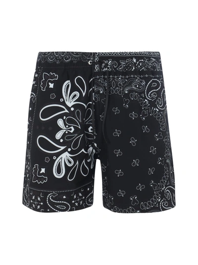 Amiri Black Bandana Swim Shorts