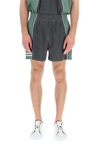 Fendi Two-tone Panelled Track Shorts In Grey,green
