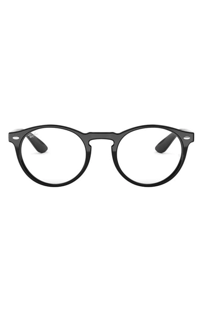 Ray Ban Unisex 53mm Round Optical Glasses In Shiny Black