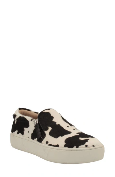 Volatile Normande Genuine Calf Hair Platform Sneaker In Cow Print Calf Hair