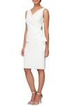 Alex Evenings Side Ruched Cocktail Dress In Ivory