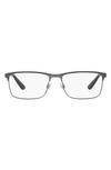 Polo Ralph Lauren 56mm Rectangular Optical Glasses In Dark Gunmetal