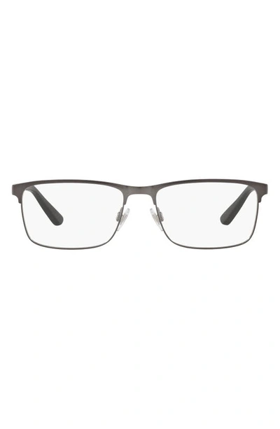 Polo Ralph Lauren 56mm Rectangular Optical Glasses In Dark Gunmetal