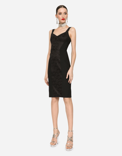 DOLCE & GABBANA CORSET-STYLE MIDI DRESS IN POWERNET AND LACE