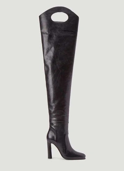 Burberry Black 110 Cutout Thigh-high Leather Boots