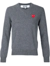 Comme Des Garçons Play Embroidered Heart Jumper In Grey