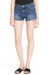 Frame Le Cutoff High-rise Denim Shorts In Blue