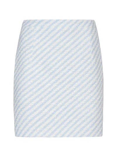 Alessandra Rich Striped Cotton-blend Tweed Mini Skirt In Light Blue