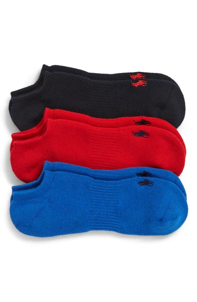 Polo Ralph Lauren Full Cushion 3-pack Low Cut Socks In Red Multi