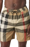 Burberry Men's Guildes Vintage Check Swim Shorts In Archive Beige Ip Chk