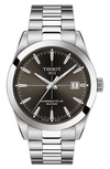 Tissot Men's Swiss Automatic Gentleman Powermatic 80 Silicium Stainless Steel Bracelet Watch 40mm In Anthracite