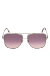 Tom Ford Reggie 61mm Gradient Polarized Aviator Sunglasses In Palladium/ Bordeaux Mirror