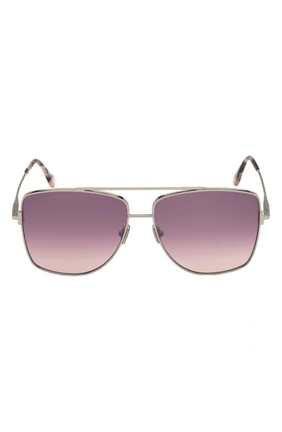 Tom Ford Reggie 61mm Gradient Polarized Aviator Sunglasses In Palladium/ Bordeaux Mirror