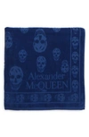 Alexander Mcqueen Tonal Skull Towel In Royal