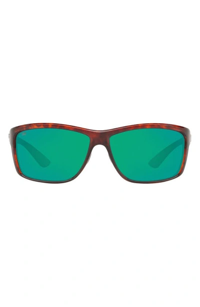 Costa Del Mar 63mm Rectangle Sunglasses In Tortoise Polarized Glass