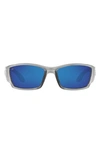 Costa Del Mar 61mm Polarized Wraparound Sunglasses In Matte Silver