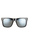 Hurley Sunrise 53mm Polarized Square Sunglasses In Shiny Black/ Smoke Base