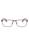 Emporio Armani 56mm Rectangular Optical Glasses In Matte Blue