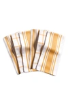 Kaf Home Set Of 6 Stripe & Check Cotton Pantry Towels In Ochre