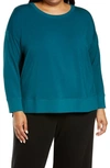 Eileen Fisher Organic Cotton High/low Long Sleeve Top In Agean