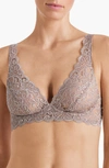 Hanro Luxury Moments Lace Unlined Underwire Bra In Cobblestone