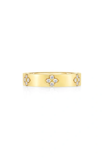 Roberto Coin 18k Yellow Gold Verona Diamond Flower Ring In White/gold
