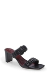 Staud Frankie Ruched Slide Sandal In Black