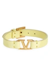 Valentino Garavani Vlogo Leather Bracelet In Lime Sorbet