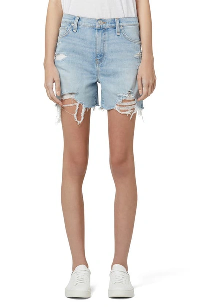 Hudson Devon High Waist Distressed Denim Cutoff Shorts In Blue