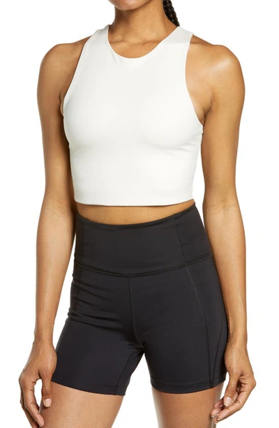 Girlfriend Collective Dylan Longline Racerback Sports Bra In Ivory