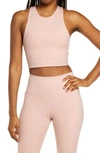 Girlfriend Collective Dylan Longline Racerback Sports Bra In Misty Rose