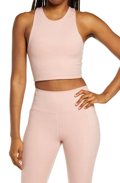 Girlfriend Collective Dylan Longline Racerback Sports Bra In Misty Rose