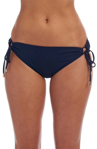 La Blanca Fluid Lines Adjustable Loop Hipster Bikini Bottoms In Blue