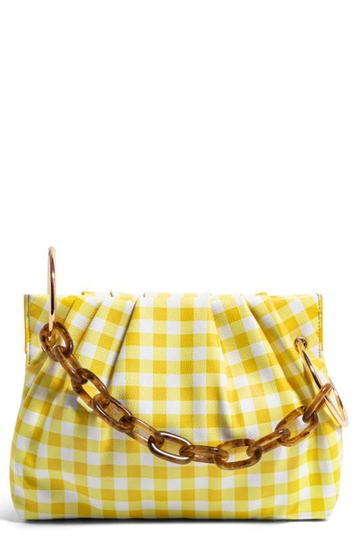 House Of Want Chill Vegan Leather Frame Clutch In Yellow Gingham