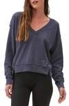 Michael Stars Camila V-neck Crop Sweatshirt In Admiral